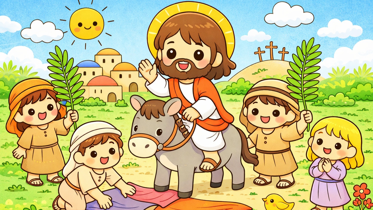 Tranh tô màu và Trò chơi ô chữ dành cho Thiếu nhi_Chúa nhật Lễ Lá Năm A